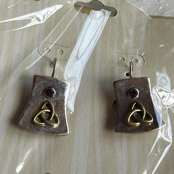 Solvar Celtic Trinity knitting Earrings #472 silver tone gold tone - Picture 2 of 5